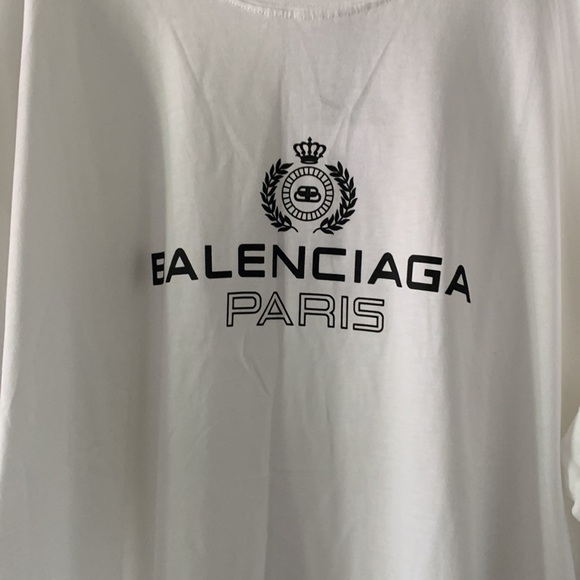 🆕 Balenciaga - Logo-Print Cotton-Jersey T-Shirt - White - Picture 5 of 9